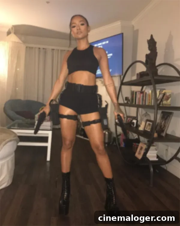 Karrueche Tran's Jaw-Dropping Lara Croft Halloween Outfit 1 featured 2324598