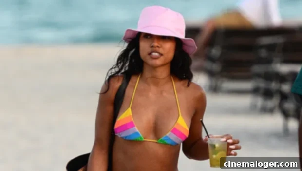 Karrueche Tran Heats Up Miami Beach in Vibrant Rainbow Bikini 1 featured 3461753