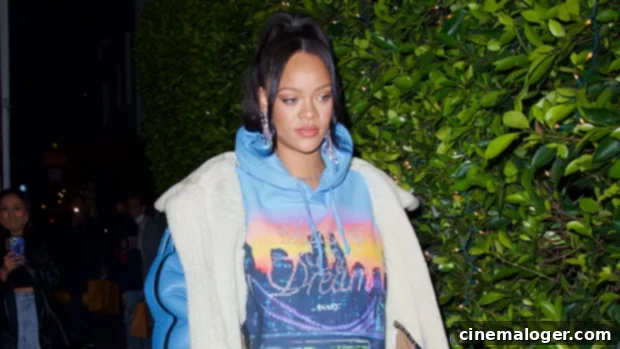 Rihanna's Maternity Chic: Powder Blue Shearling and Mini Skirt at Giorgio Baldi 1 featured 4676902