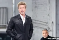 Brad Pitt and George Clooney Rock Matching Black Leather Jackets on Film Set