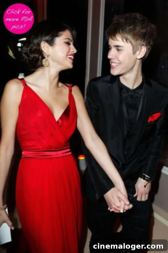 Selena Gomez smiling, possibly discussing her relationship with Justin Bieber