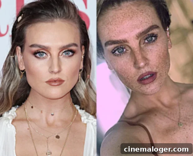 Perrie Edwards' Unexpected Freckle Reveal In Daring Selfie 2 Perrie Edwards With & Without Freckles
