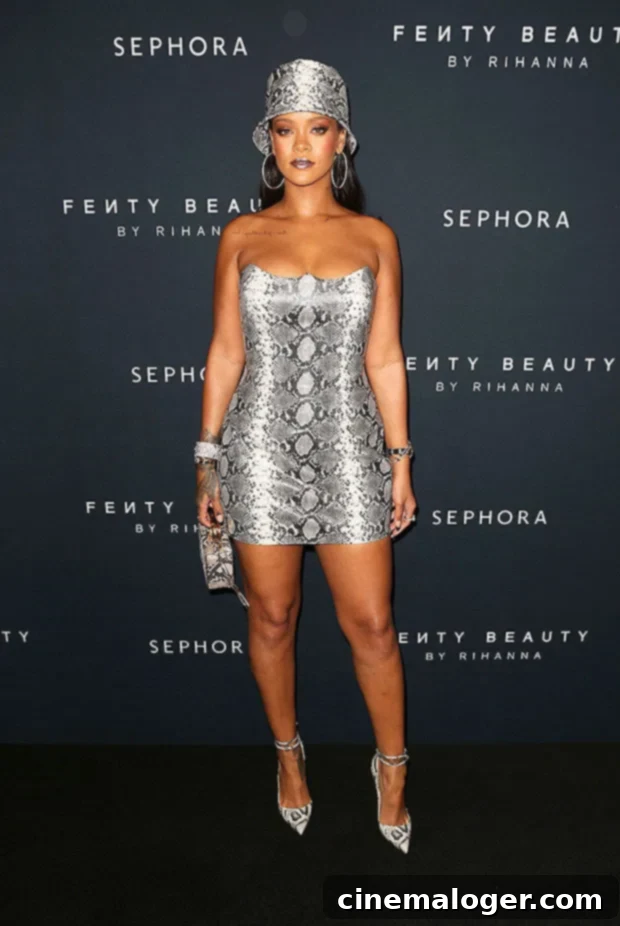 Rihanna Stuns in a Bold Snakeskin Mini, All Legs and Cleavage 2 rihanna