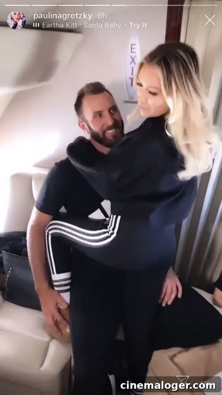 Paulina Gretzky's Bold Private Jet Pose With Dustin Johnson To Aspen 2 Paulina Gretzky Dustin Johnson