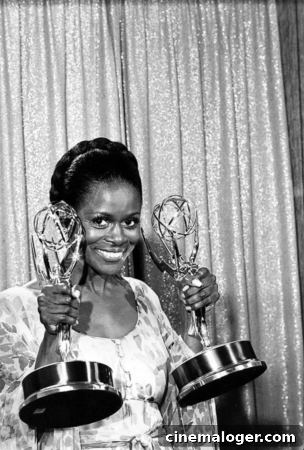 Cicely Tyson, Trailblazing Actress and Star, Dies at 96 2 Cicely Tyson proudly holding her Primetime Emmy Awards in 1974.