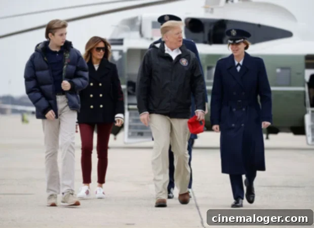 Barron Trump, 12, Reaching Donald And Melania's Height On Mar-a-Lago Trip 3 Barron Trump Melania Trump Donald Trump