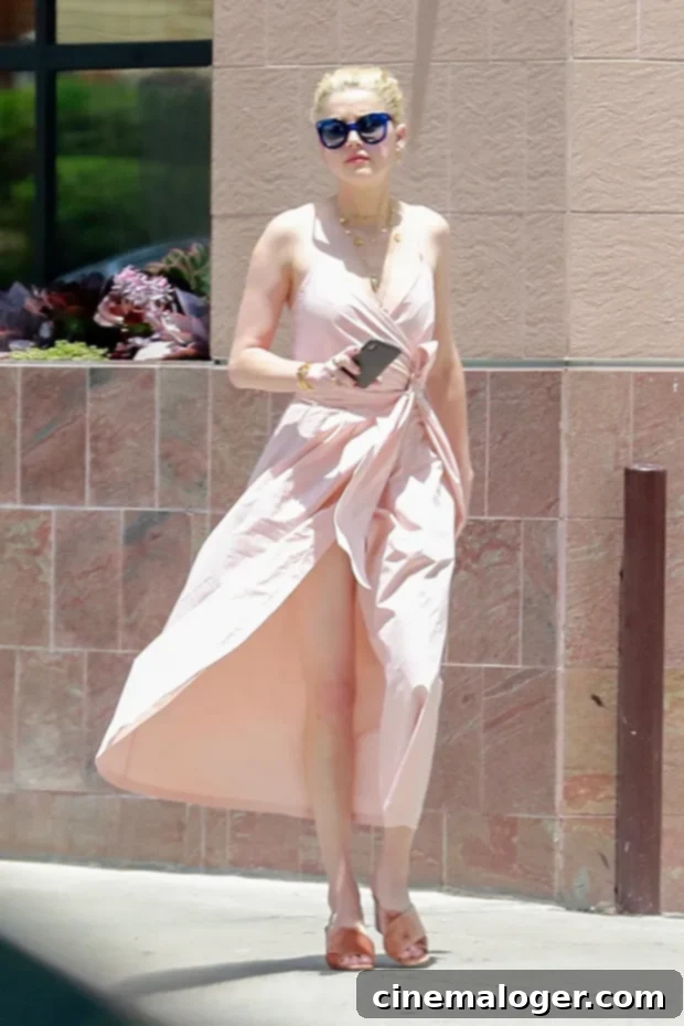 Amber Heard's High Slit Wrap Dress Skirts Disaster 2 Amber Heard High Slit Dress