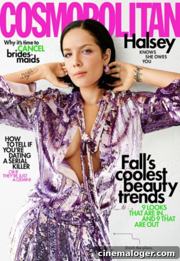 Halsey Reveals How A Bad Rebound Helped Her Move On From G-Eazy 2 Halsey striking a pose for Cosmopolitan, embodying strength and style.