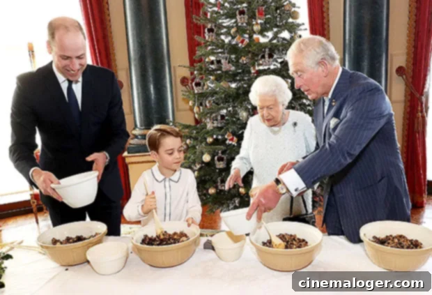 Prince George, 6, Joins Great-Granny Queen Elizabeth to Make Christmas Pudding 2 Prince George, Queen Elizabeth & Prince Charles