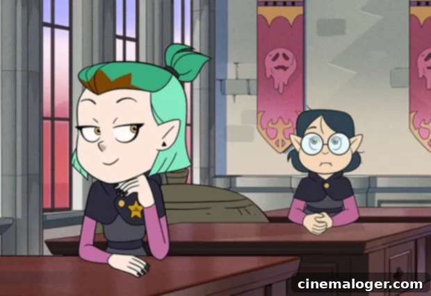 Get Witchy With Tati Gabrielle Mae Whitman In The Owl House Preview 2 Tati Gabrielle as Willow Park and Mae Whitman as Amity Blight in 'The Owl House' on Disney Channel.