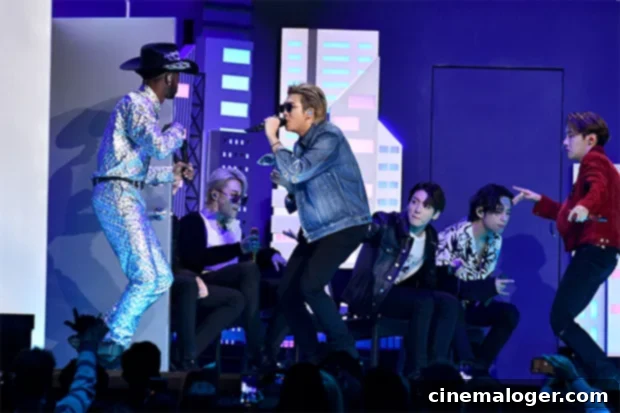 BTS Elevates Lil Nas X to Seoul Town Road in All Star Spectacle 2 BTS members on the red carpet at the Grammy Awards