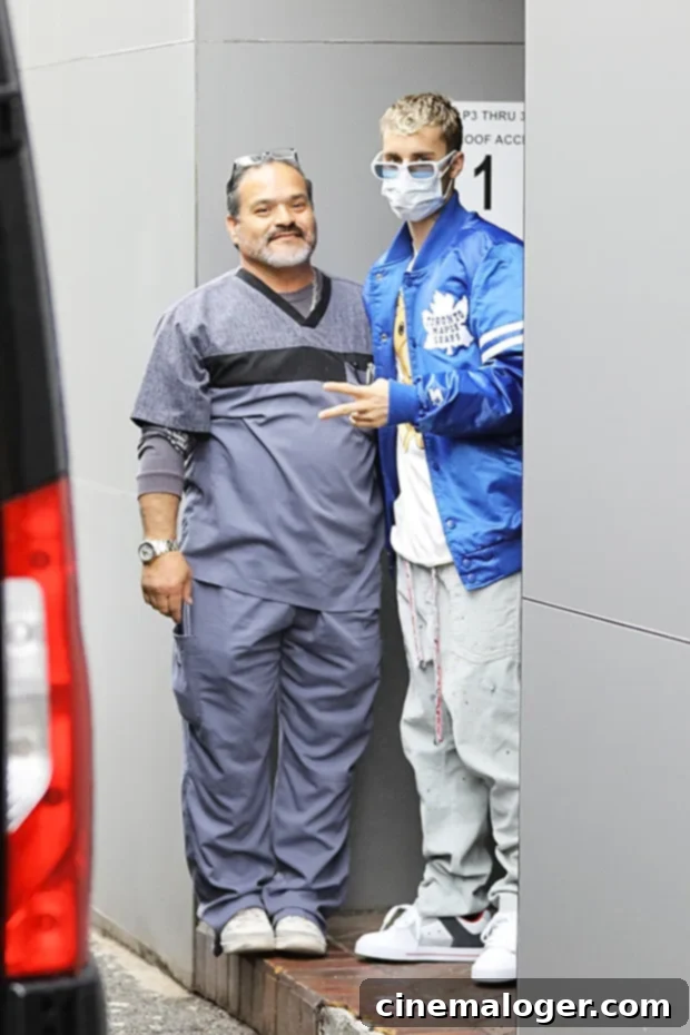 Justin Bieber and Hailey Baldwin Masked Up in Beverly Hills 2 Justin Bieber outside a medical center wearing a face mask during the Coronavirus pandemic.