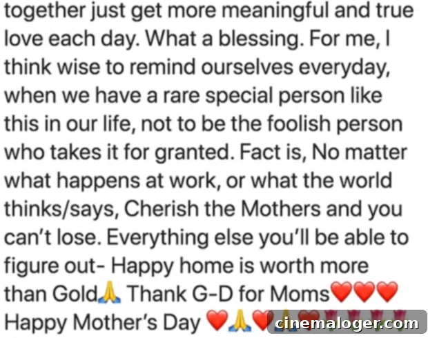 Another view of Benji Madden's emotional Mother's Day tribute to Cameron Diaz and all mothers on Instagram, May 10, 2020.