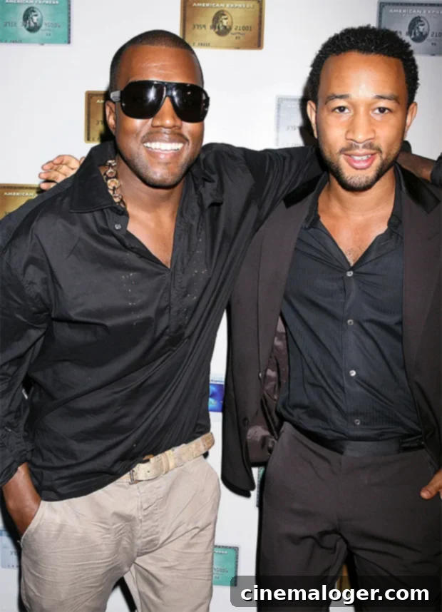 John Legend On Whether Trump Broke His Bond With Kanye West 2 John Legend and Kanye West smiling at an event.