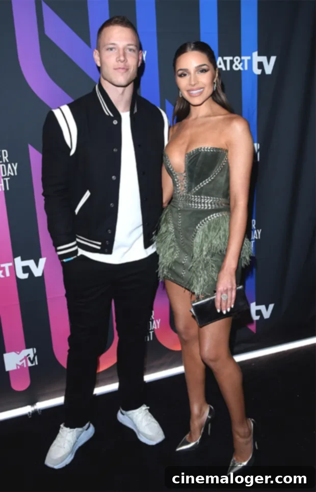 Olivia Culpo's Hot White Bikini PDA With Christian McCaffrey 2 Olivia Culpo Christian McCaffrey