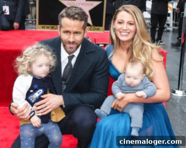Blake Lively Roasts Ryan Reynolds With Playful Pregnancy Hint On Instagram 3 Ryan Reynolds and Blake Lively with their daughters at Hollywood Walk of Fame