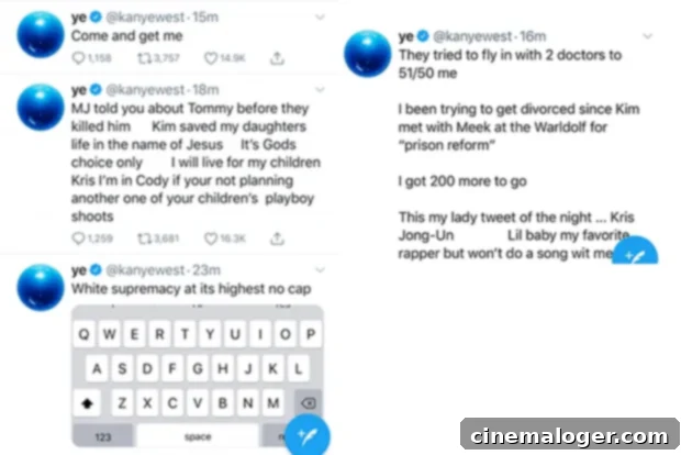 Kim Kardashian Returns to KUWTK Set Following Kanye West's Divorce Bombshell 3 Kanye West tweets