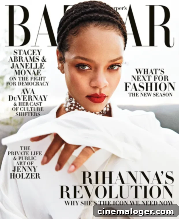 Rihanna's Harper's Bazaar Cover: Braided Bun and Bold Red Lip 2 rihanna