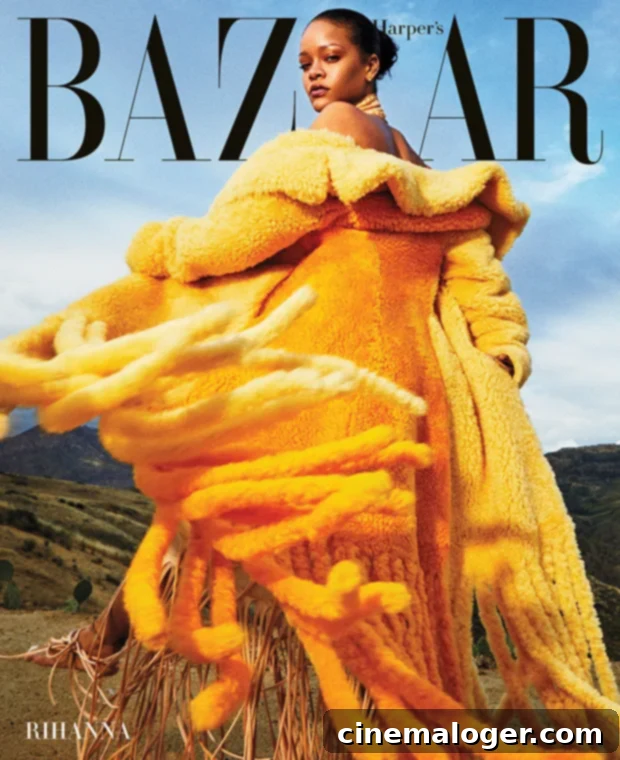 Rihanna's Harper's Bazaar Cover: Braided Bun and Bold Red Lip 3 rihanna