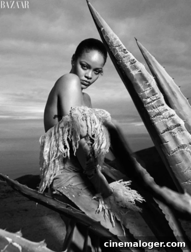 Rihanna's Harper's Bazaar Cover: Braided Bun and Bold Red Lip 6 rihanna