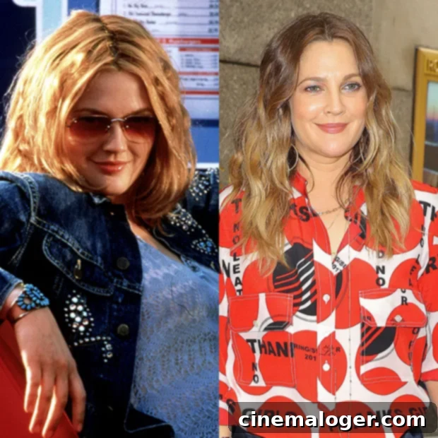 Charlie's Angels: Drew, Cameron, Lucy - 20 Years Later 3 Drew Barrymore then and now