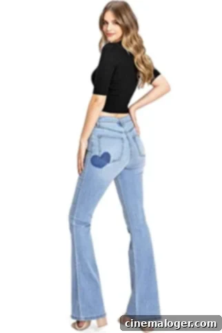 Unlock Endless Legs: 7 Fall Flare Jeans Inspired by Vanessa Hudgens 6 Celebrity Pink Women’s High Waisted Flared Bell Bottom Jeans