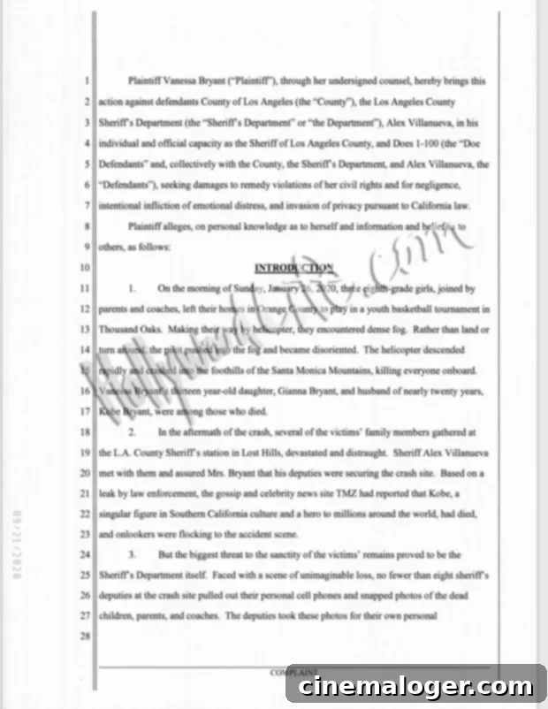 Vanessa Bryant Accuses Deputies of Causing 'Distress' with Kobe and Gigi Death Photos 2 Vanessa Bryant, widow of Kobe Bryant, filed a lawsuit against the authorities