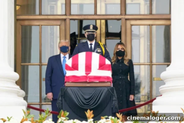 Trumps Encounter Vote Him Out Protests and Boos at RBG Memorial 2 Donald Trump Melania Trump