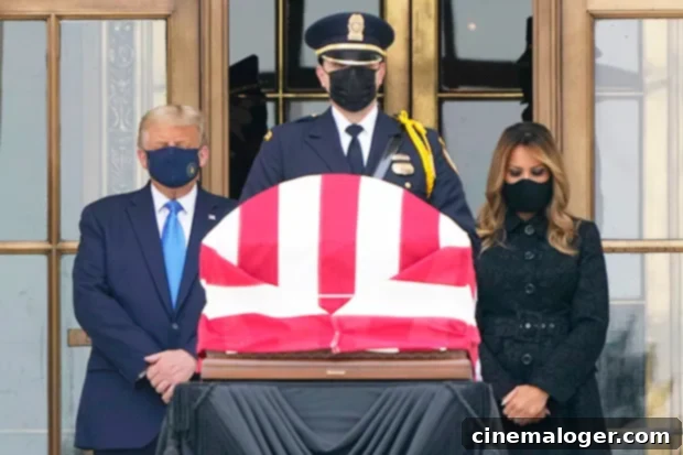 Trumps Encounter Vote Him Out Protests and Boos at RBG Memorial 3 Donald Trump Melania Trump
