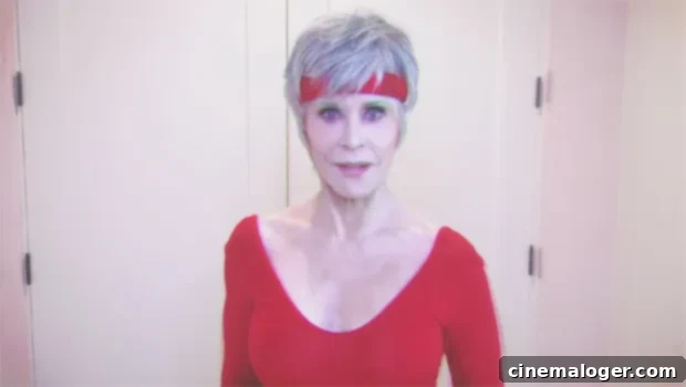 Jane Fonda, 82, Leads Star-Studded Workout Comeback to Mobilize Voters 2 Jane Fonda leading the 'Exercise That Vote' campaign in '80s workout attire, encouraging civic engagement.