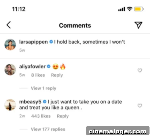 Malik Beasley Asked Larsa Pippen on an Instagram Date a Week Before Their Outing 2 Screenshot of Malik Beasley's Instagram comment on Larsa Pippen's post.