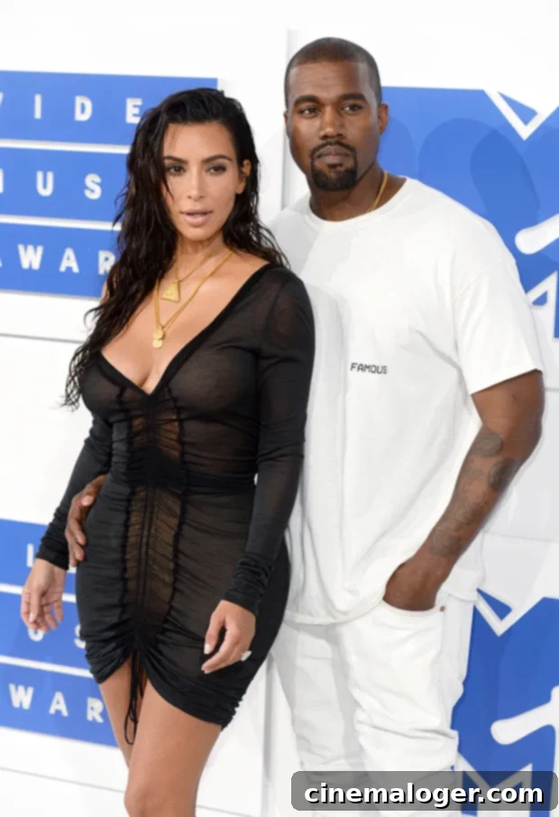 Kim Kardashian Stuns In SKIMS Spandex And All-Fours Pose 3 Kim Kardashian and Kanye West at the VMAs red carpet