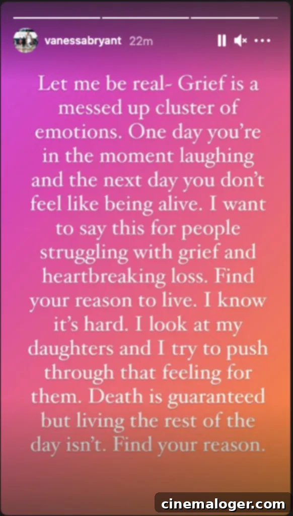 Vanessa Bryant Calls Kobe & Gianna Loss A 'Cluster Of Emotions' 2 Vanessa Bryant shares a message of hope and resilience on Instagram, encouraging others to find their reason to live after profound loss.