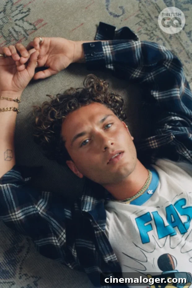 Raff Law, the good-looking son of Jude Law, poses for a portrait.