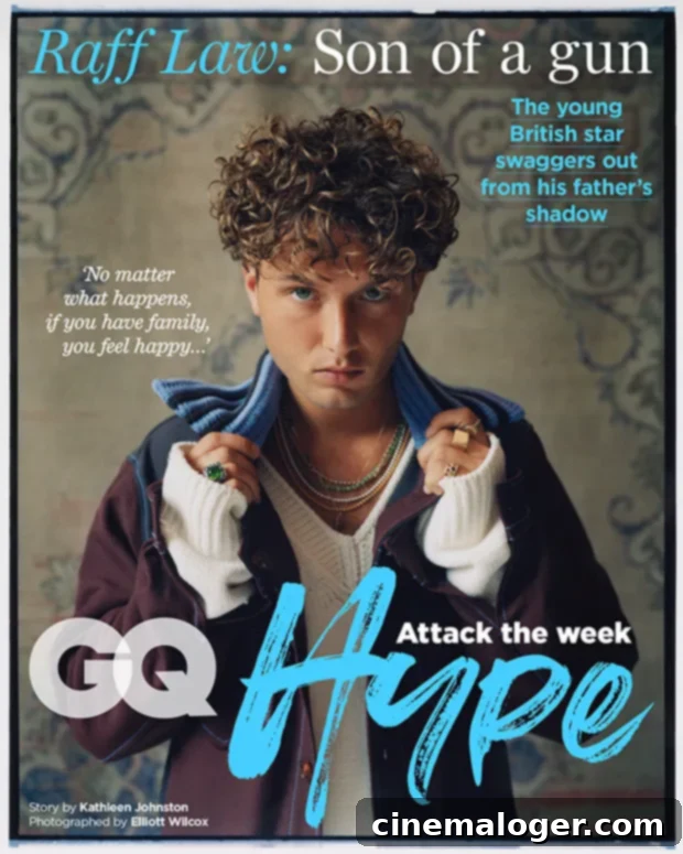 Raff Law poses confidently, set to become a Hollywood icon.