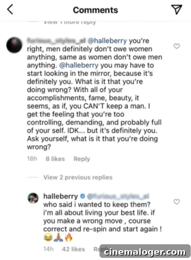 Halle Berry Flips 'Can't Keep A Man' Narrative: 'Who Said I Wanted To Keep Them?' 2 Halle Berry responds to Instagram hater about relationships