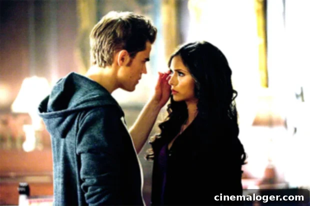 Vampire Diaries Alums Nina Dobrev and Paul Wesley Double Date 2 Paul Wesley and Nina Dobrev on 'The Vampire Diaries'