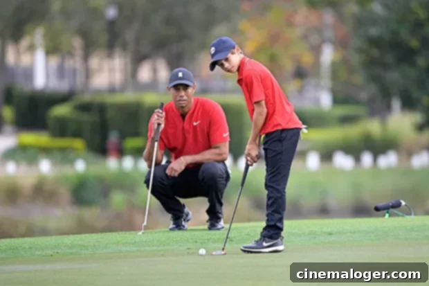 A Day Before Crash: Tiger Woods Shared Paternal Joy with Dwyane Wade 2 Tiger Woods and his son, Charlie, playing golf