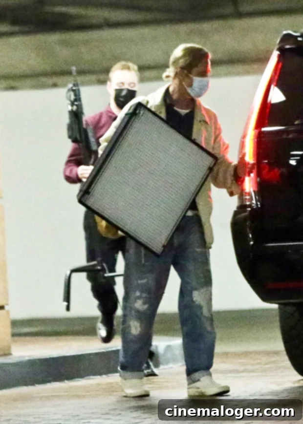 Brad Pitt Debuts Ponytail In Rare Public Appearance 2 brad pitt
