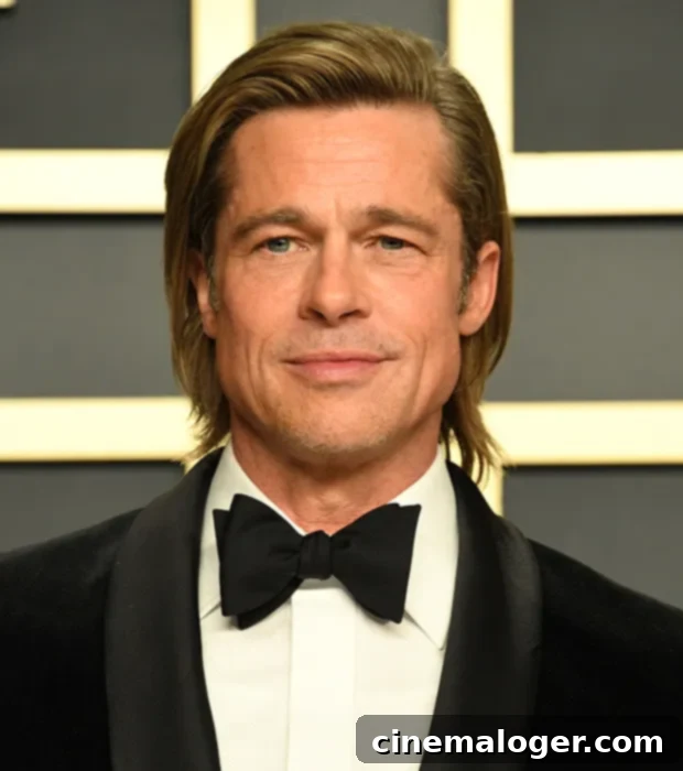 Brad Pitt Debuts Ponytail In Rare Public Appearance 4 brad pitt