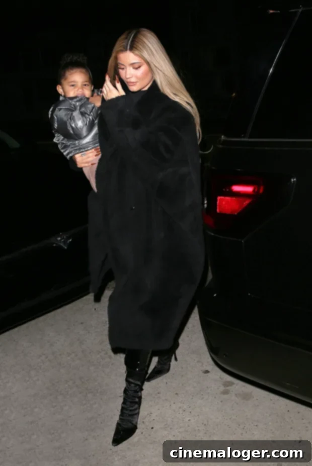 Stormi Webster and Kylie Jenner at Giorgio Baldi