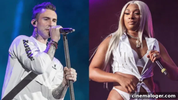 Adam Levine and Megan Thee Stallion in the 'Beautiful Mistakes' music video