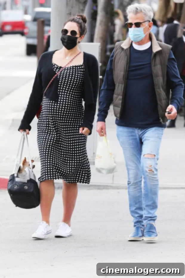 First Look Katharine McPhee and David Foster Introduce Their Newborn Son 2 Katharine McPhee, David Foster walking in Beverly Hills with baby bump