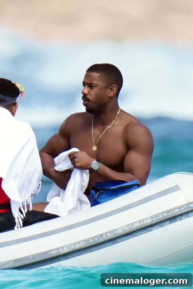Michael B Jordan Heats Up St Barts On A Shirtless Dip 2 Michael B. Jordan