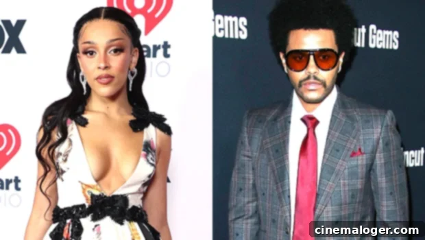 Doja Cat Stuns The Weeknd in Glimmering Skirt for 'You Right' Video Preview 2 doja cat