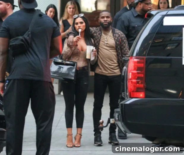Mayweather Gets Close With Ex Nabila During NYC Stroll 2 Floyd Mayweather and Gallienne Nabila walking together in New York City