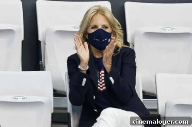 Jill Biden Rocks American Flag Tee for Team USA in Tokyo 3 Jill Biden at the Tokyo Olympics in official Team USA uniform
