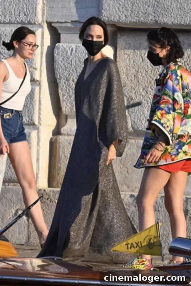 Angelina Jolie A Regal Vision In Sparkly Gown On Venice Waters 2 Angelina Jolie