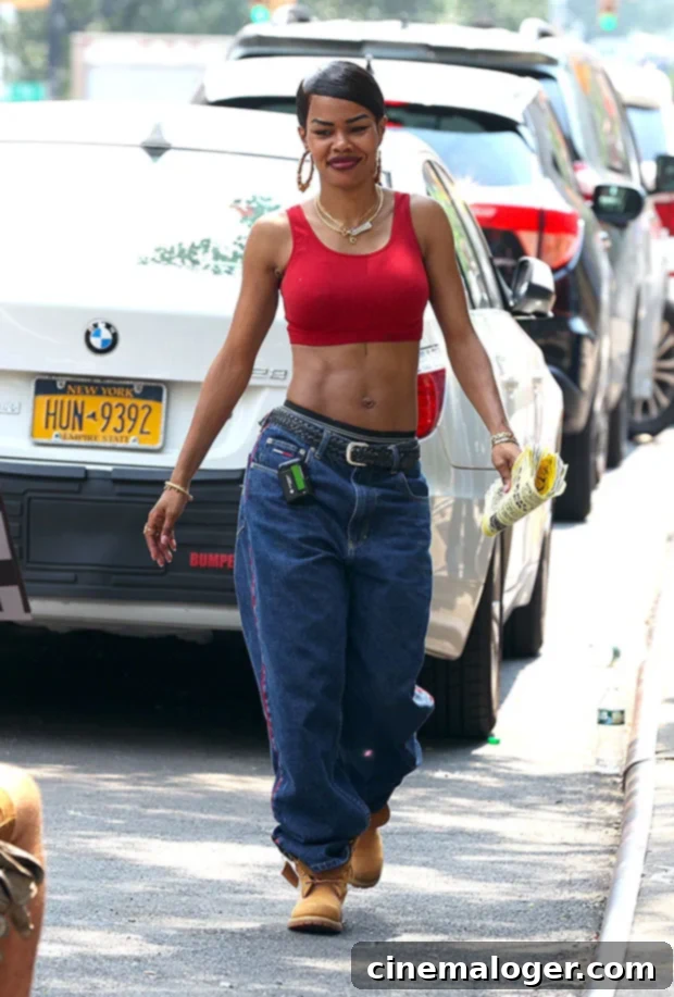 Teyana Taylor Sizzles in Daisy Dukes and White Tank Top on Tribeca Set 3 Teyana Taylor