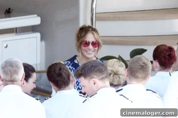 J.Lo Smiles, Bids Farewell as Bennifer Yacht Getaway Ends 2 Jennifer Lopez says goodbye to her yacht crew in Saint-Tropez.